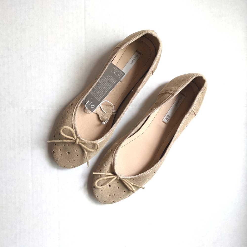 NWT H&M leather suede ballet flats shoes